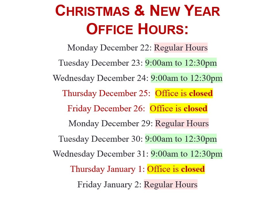 Picture 2025 December Office Hours Picture 2025 December Office Hours