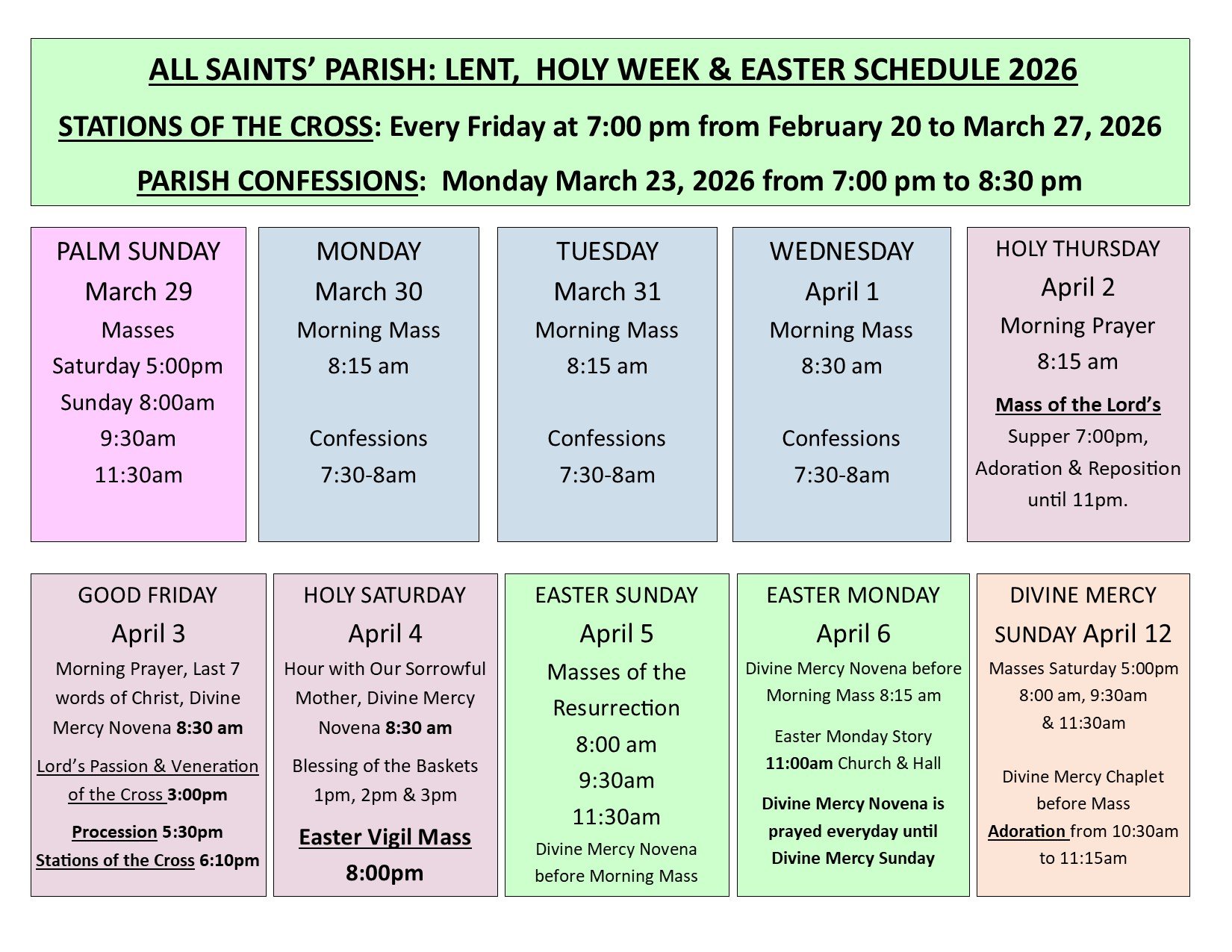 UPDATED Holy week 2026